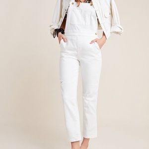 Anthropologie Pilcro White Denim Overalls Size 27